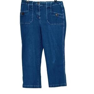 HANNAH STRETCH HI-RISE STRAIGHT LEG DENIM JEANS, WOMENS, 8, DENIM BLUE, POCKETS